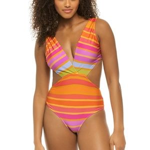 Anthropologie Farm Rio Shiney Stripes Swimsuit